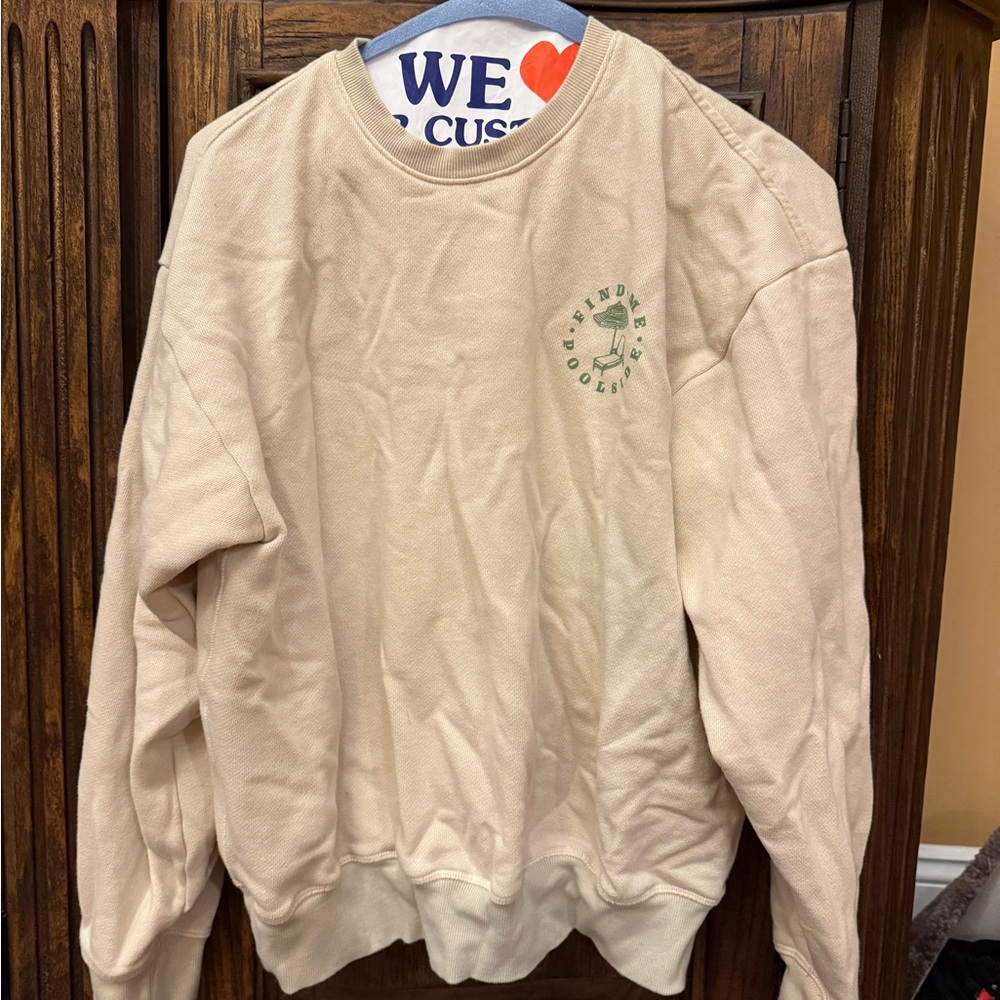 PINK Victoria's Secret Beige Sweatshirt with Green Logo